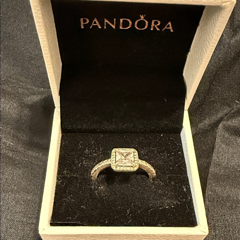 Pandora Silver Ring Square Stone